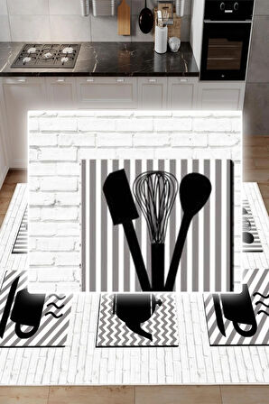 Dijital Baskılı Dekoratif Kaymaz Taban Yıkanabilir Mutfak Eşyası Desenli Halı Mutfak Halısı Yolluk Salon Halısı