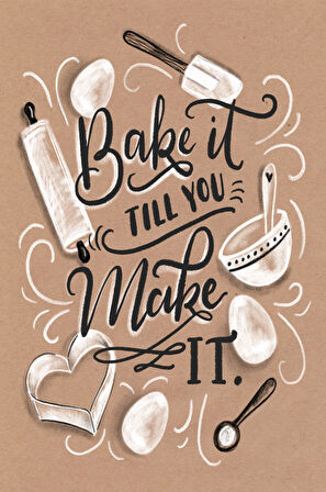 Dijital Baskılı Dekoratif Kaymaz Taban Yıkanabilir Bake Make It Desenli Halı Mutfak Halısı Yolluk Salon Halısı