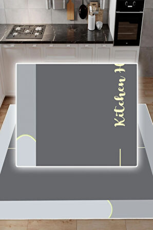 Dijital Baskılı Dekoratif Kaymaz Taban Yıkanabilir Kitchen Home Mutfak Halısı
