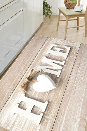 Dijital Baskılı Dekoratif Kaymaz Taban Yıkanabilir Kalp Desenli Halı Mutfak Halısı Yolluk Salon Halısı