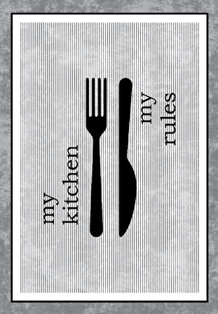 Dijital Baskılı Dekoratif Kaymaz Taban Yıkanabilir My Kitchen Desenli Halı Mutfak Halısı Yolluk Salon Halısı