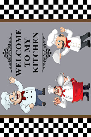 Dijital Baskılı Dekoratif Kaymaz Taban Yıkanabilir Aşçı Desenli Halı Mutfak Halısı Yolluk Salon Halısı