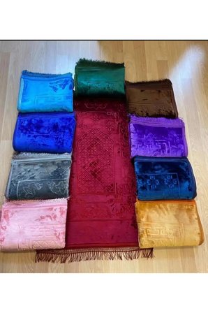 5ADET Lüks Kalın Yumuşak Peluş Kaymaz Taban Özellikli Hediyelik Çeyizlik Seccade KARIŞIK RENK