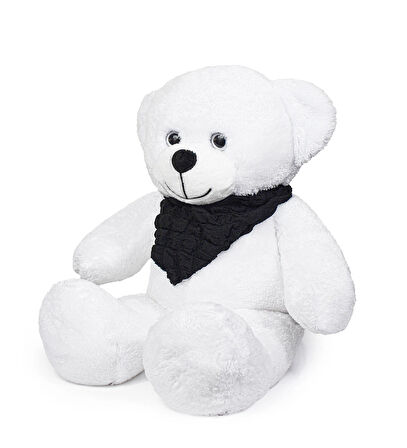 65 cm Fularlı Beyaz Peluş Ayıcık – Sevimli ve Şık Hediye Seçeneği