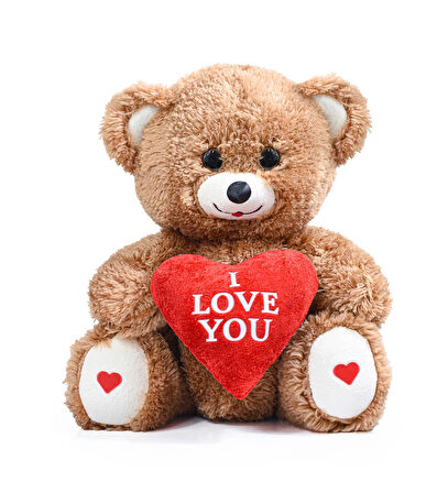 Özel Premium Kutu İçerisinde Sevgiliye Özel Kalpli (I LOVE YOU) Yazılı Sevimli Peluş Ayıcık