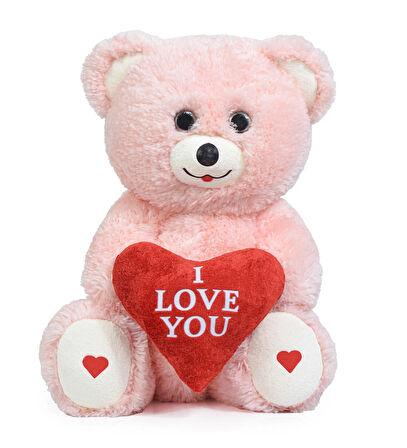 Özel Premium Kutu İçerisinde Sevgiliye Özel Kalpli (I LOVE YOU) Yazılı Sevimli Peluş Ayıcık