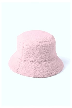 Toz Pembe Kadın Peluş Kova Şapka