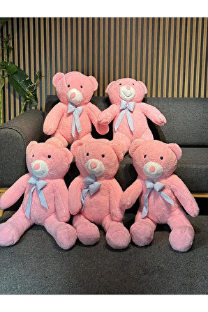 Papyonlu Pembe Dev Büyük Peluş Ayıcık 80cm Sevgililer Günü Özel Ayıcık, Hediyelik Ayı