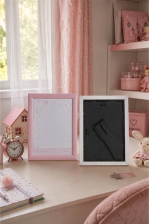 Kız Çocuk Odası Pembe 10 x 15 Fotoğraf Çerçevesi Camlı Dekoratif Duvar&Masa Plastik Çerçeve