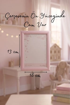 Kız Çocuk Odası Pembe 13 x 18 Fotoğraf Çerçevesi Camlı Dekoratif Duvar&Masa Plastik Çerçeve