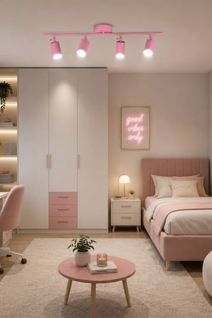 Spoty 4'Lü Pembe Renkli GÜN IŞIĞI Modern Tasarım Salon - Mutfak - Banyo Spot Sıralı Avize