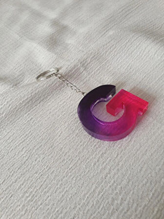 Epoksi Mor Pembe G Harf Anahtarlık