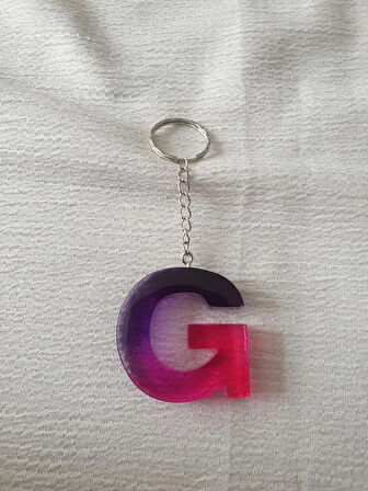 Epoksi Mor Pembe G Harf Anahtarlık