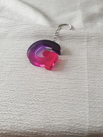 Epoksi Mor Pembe G Harf Anahtarlık