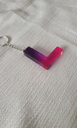 Epoksi Mor Pembe L Harf Anahtarlık