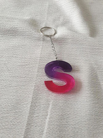 Epoksi Mor Pembe S Harf Anahtarlık