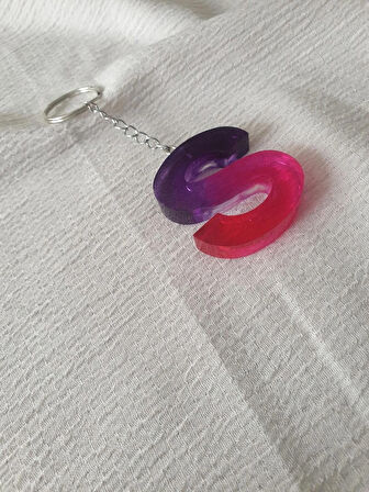 Epoksi Mor Pembe S Harf Anahtarlık