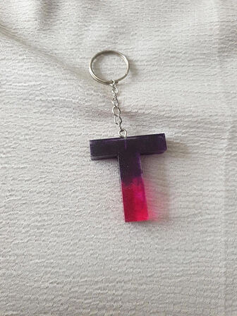 Epoksi Mor Pembe T Harf Anahtarlık
