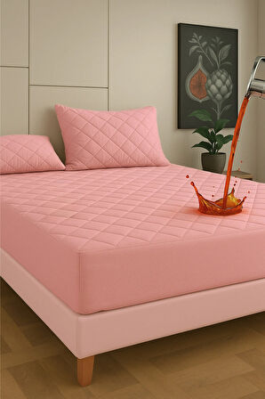 Formeya Alez Pudra  %100 Pamuk Kapitone Sıvı Geçirmez Alez Fitted Çarşaf