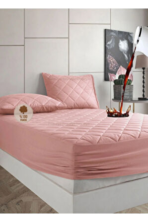 Formeya Alez Pudra  %100 Pamuk Kapitone Sıvı Geçirmez Alez Fitted Çarşaf