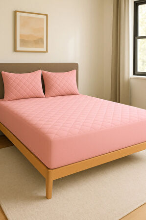 Formeya Alez Pudra  %100 Pamuk Kapitone Yatak Koruyucu Alez Fitted Çarşaf