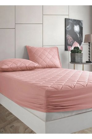 Formeya Alez Pudra  %100 Pamuk Kapitone Yatak Koruyucu Alez Fitted Çarşaf