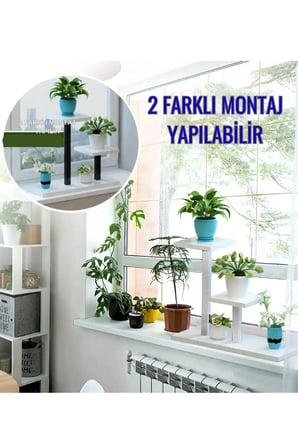 MODEL PENCERE KUŞU -METAL ÇİÇEK SAKSI STANDI Ev- Oturma Odası Balkon Çok Katlı Saksılık-BEYAZ RENK
