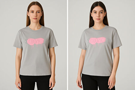 KADIN Kabartma Baskı İşlemeli 1. Kalite Tişört