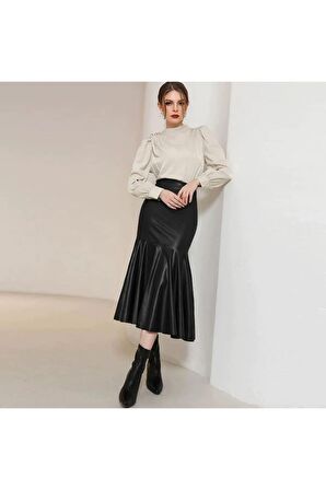 Zarif ve Cesur: Midi Boy Deri Balık Etek