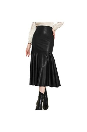 Zarif ve Cesur: Midi Boy Deri Balık Etek