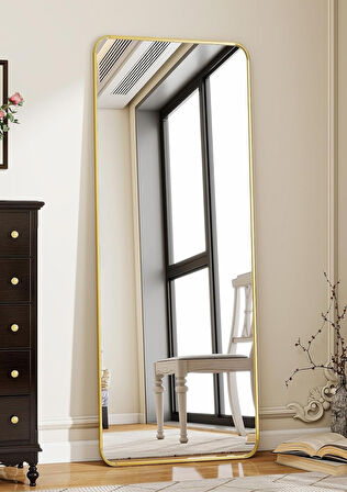 Pera 140x55 Yuvarlak Köşeli Yer Aynası Ayaklı, Asılı, Duvara Yaslı, Yatak Odası, Giyinme Odası