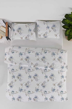 Percale Daphne Blue %100 Pamuk 82 Tel 208TC Çift Kişilik Nevresim Seti