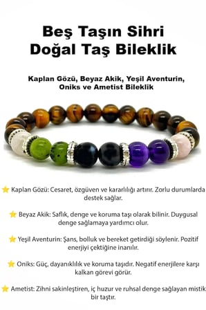 Doğal Taş Çakra Bileklik Mistik Denge ve Elementsel Şıklık