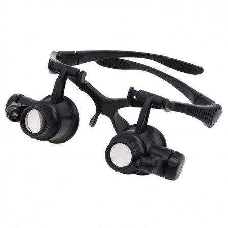 Gözlük Modeli 10X 15X 20X 25X Lens 2 Led Işıklı Büyüteç 9892G