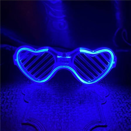 Mavi LED Işıklı Kalp Gözlük – 3 Modlu Parti &amp; Glow Gözlüğü