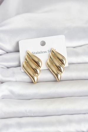 316L Çelik Gold Renk Motif Model Kadın Küpe TJ-BKP11819