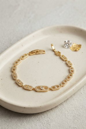 Gold Renk Zirkon Taşlı Messika Model Bileklik TJ-BB8850