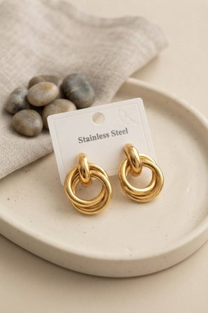 316L Çelik Gold Renk Halka Model Küpe TJ-BKP12023