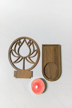 Lotus Çiçeği Figür Kahverengi Ahşap Gölge Mumluk Projeksiyon Biblo – Mum Hediyeli LOT2