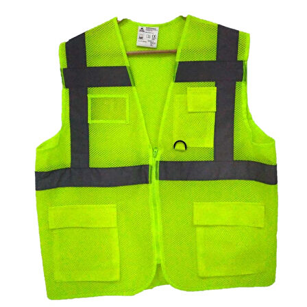 Fileli Cepli Reflektörlü İkaz Yeleği - Mühendis ( Xl Beden) - Sarı