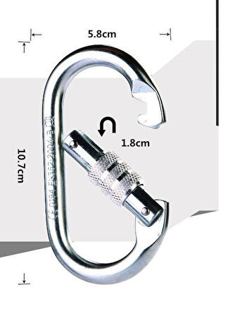Otomatik Kilitli Oval Çelik Karabina Ce Belgeli