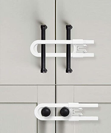 4 Adet Çocuk Koruma Kilidi - Slide Dolap Çekmece Kilidi Sürgülü Kilit