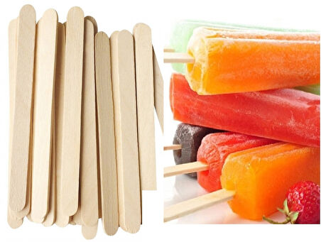 50 Li Ahşap Meybuz Dondurma Çubuğu Dil Çubuğu Dar 11 X 1 Cm