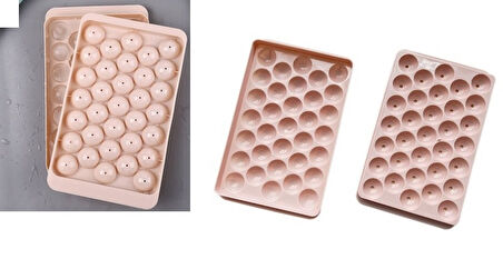 2 Li Buz Kalıbı 33 Bölmeli Kristal Küre Buzluk - Mini Yuvarlak Buz Kalıbı