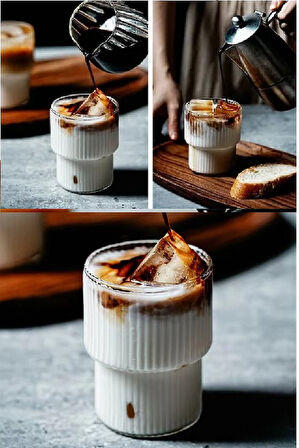 250 Ml Origami Stil Şeffaf Isıya Dayanıklı Borosilikat Cam Bardak Kahve Sunum Bardağı