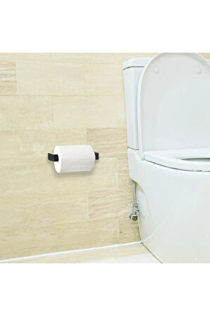 Mat Siyah Tuvalet Kağıdı Tutucu Askısı Wc Kağıtlık Standı Tuvalet Kağıtlığı Yapışkanlı Vidalı