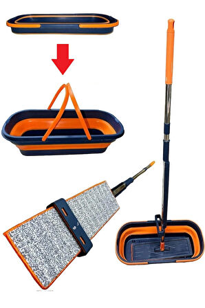 Lüks Katlanabilir Tekerli Kovalı Kendini Sıkabilen Mop – Ev Tavan Mutfak Zemin İçin Pratik Mop