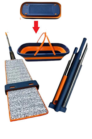 Lüks Katlanabilir Tekerli Kovalı Kendini Sıkabilen Mop – Ev Tavan Mutfak Zemin İçin Pratik Mop