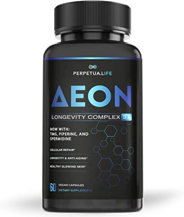 Perpetua Life AEON Liposomal NAD+ Longevity Complex, with NAD+, NR, Trans Resveratrol, Quercetin, Fisetin, L Theanine, TMG, EGCG, Spermidine, Astragalus, Anti-Aging Vegan, 60 Capsules