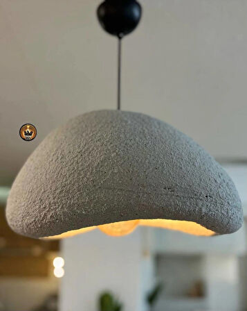 Petra Doğal Taş Efektli Modern Beton Avize Çap: 400MM